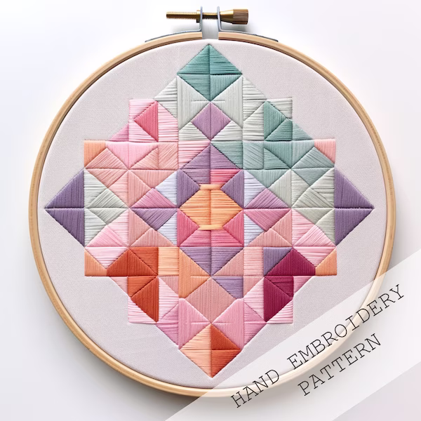Traditional regional embroidery motif stitched in contrasting bright threads